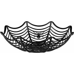 Foto van Halloween - zwarte spinnenweb snoep schaal 27 cm - feestdecoratievoorwerp
