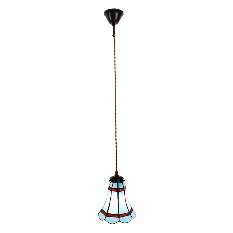 Foto van Clayre & eef blauwe hanglamp tiffany ø 15*115 cm e14/max 1*25w 5ll-6202