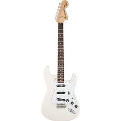 Foto van Fender ritchie blackmore stratocaster olympic white scalloped rw elektrische gitaar met deluxe gigbag