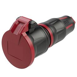 Foto van Pc electric 24712-sr koppeling met randaarde rubber, pa6 250 v zwart, rood ip54