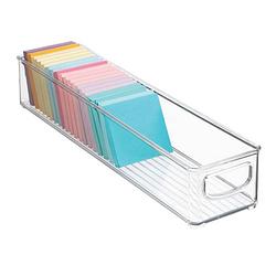 Foto van Idesign - opbergbox met handvaten, 10.2 x 40.6 x 7.6 cm, stapelbaar, kunststof, transparant - idesign kitchen binz