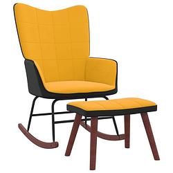 Foto van Vidaxl schommelstoel met voetenbank fluweel en pvc mosterdgeel
