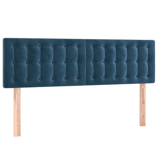 Foto van Vidaxl hoofdborden 2 st 72x5x78/88 cm fluweel donkerblauw