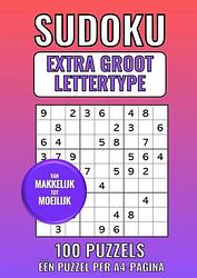 Foto van Sudoku extra groot lettertype - van makkelijk tot moeilijk - 100 puzzels - eén puzzel per a4-pagina - groot lettertype boeken - paperback