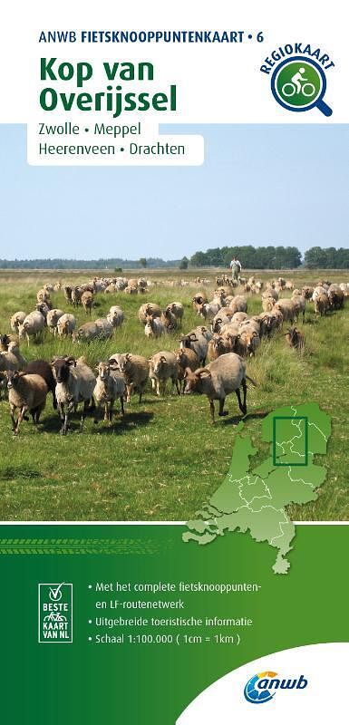 Foto van Fietsknooppuntenkaart kop overijssel 1:100.000 - anwb - paperback (9789018046798)