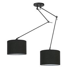 Foto van I-lumen hanglamp knik 2 lichts met zwarte kappen ø 40 cm zwart