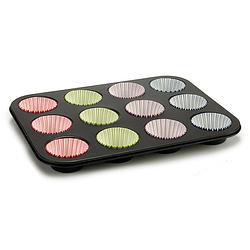 Foto van Bakplaat voor muffins multicolour ovenschaal (7 x 7 x 3 cm) (35 x 3 x 26,5 cm)