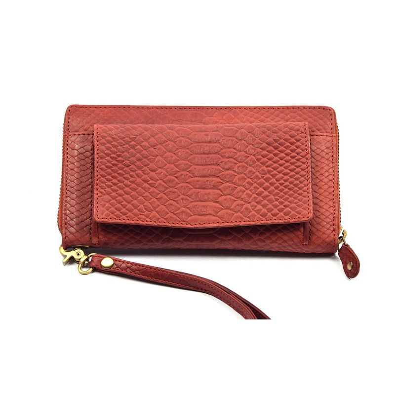 Foto van Clutch portemonnee multifunctioneel portemonnee met snake print l rood