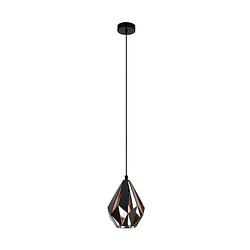 Foto van Eglo carlton 1 hanglamp - e27 - ø 20,5 cm - zwart/koper