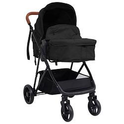 Foto van The living store kinderwagen 3-in-1 - 59x100x103 cm - antraciet/zwart - staal/linnen