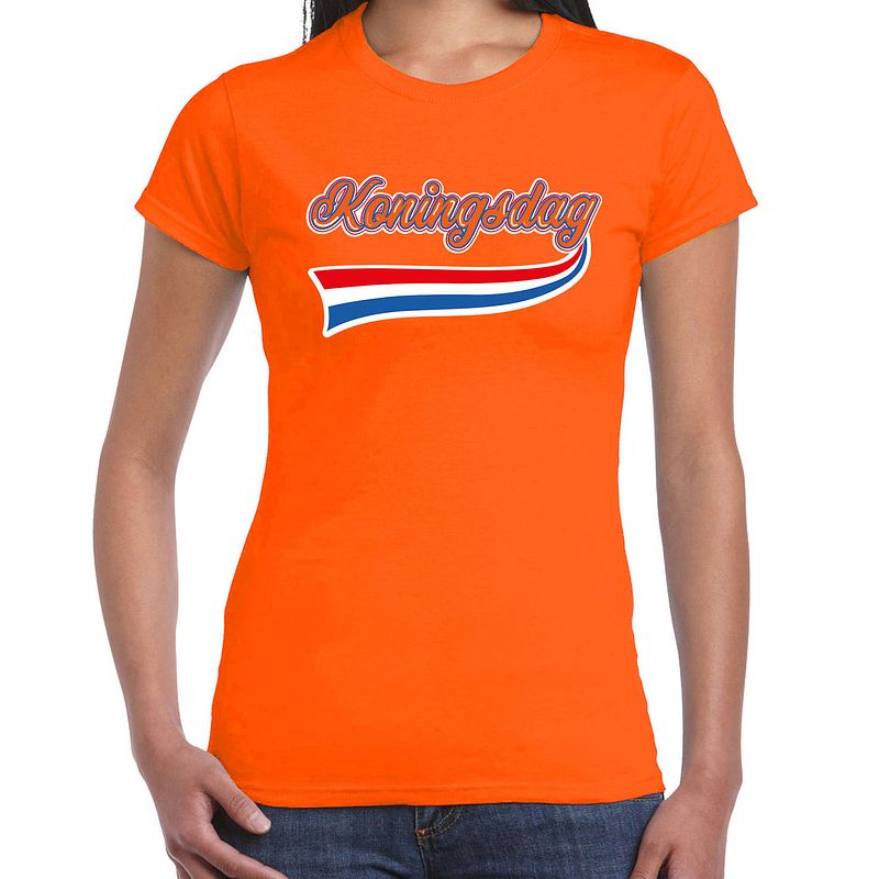 Foto van Oranje koningsdag t-shirt - koningsdag - dames s - feestshirts