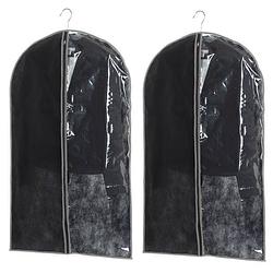 Foto van Set van 2x stuks kleding/beschermhoes zwart 100 cm inclusief kledinghangers - kledinghoezen