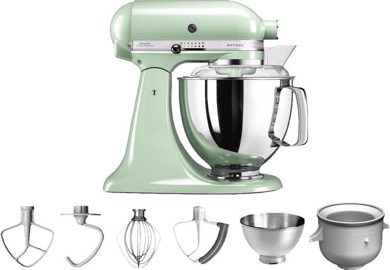 Foto van Kitchenaid artisan 5ksm175ps pistache + roomijsmaker