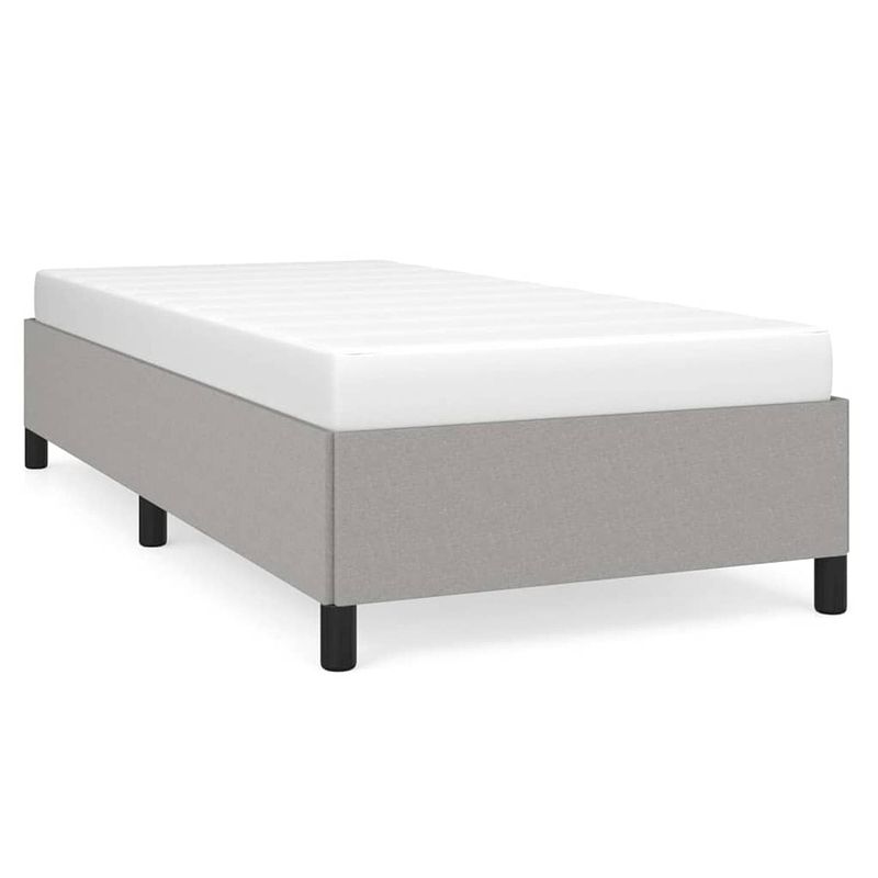 Foto van The living store bedframe - duurzaam - bedframes - afmeting- 193 x 93 x 35 cm - ken- lichtgrijs - materiaal- stof -