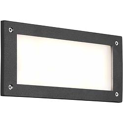 Foto van Led tuinverlichting - wandlamp buitenlamp - trion kitsu - 9w - warm wit 3000k - rechthoek - mat antraciet - aluminium