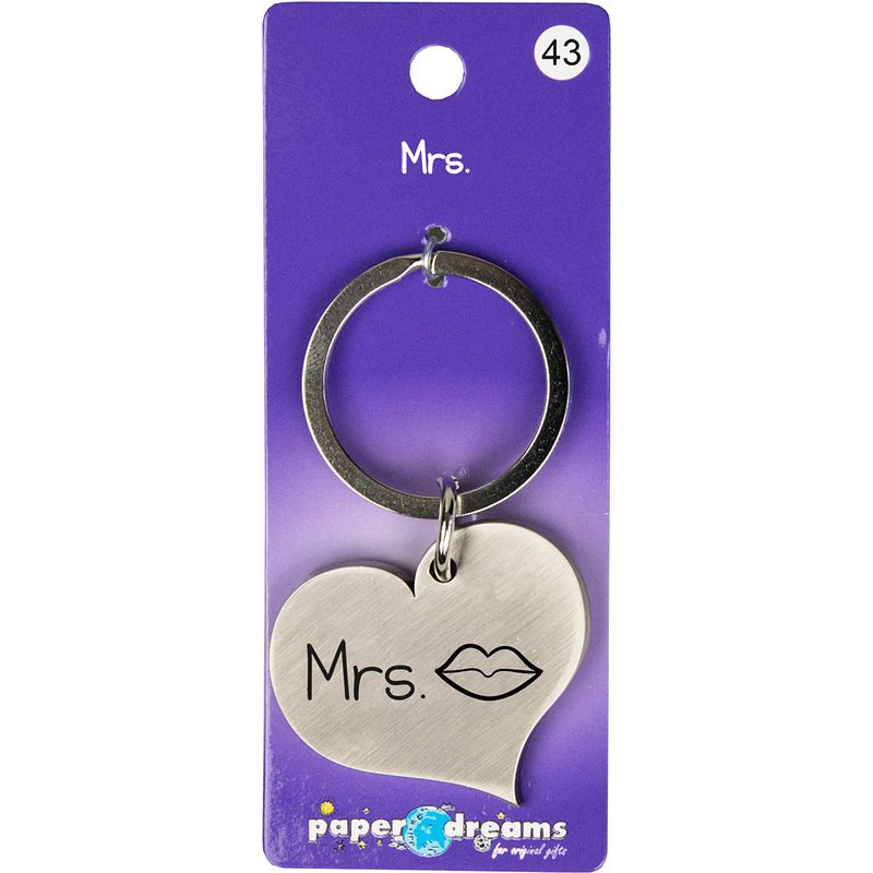 Foto van Paper dreams sleutelhanger mrs. hart 10 x 4 cm ijzer zilver