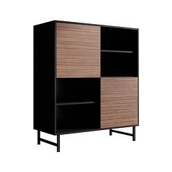 Foto van Meubella dressoir prince - zwart - eiken - 100 cm