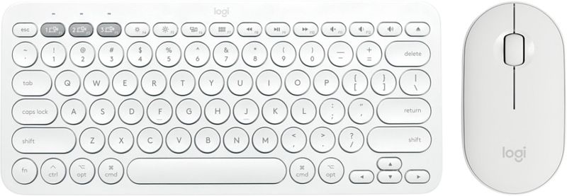 Foto van Logitech pebble m350 draadloze muis wit + logitech k380 multi-device bluetooth toetsenbord
