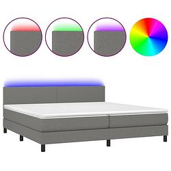 Foto van Vidaxl boxspring met matras en led stof donkergrijs 200x200 cm