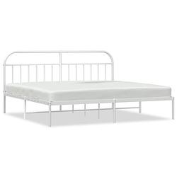 Foto van The living store bedframe classic - metaal - wit - 207 x 206 x 100 cm - robuust design