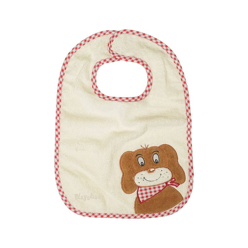 Foto van Playshoes slabbetje klittenband hond beige 27 x 28 cm