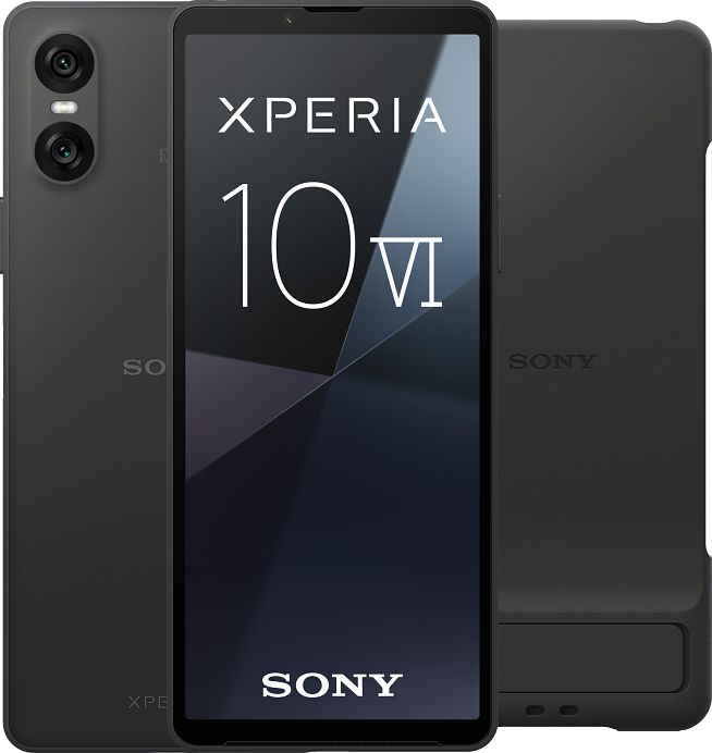 Foto van Sony xperia 10 vi 128gb zwart 5g + sony back cover zwart met standaard