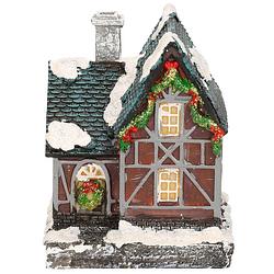 Foto van 1x verlichte kerstdorp huisjes/kersthuisjes 13,5 cm - kerstdorpen