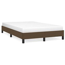 Foto van The living store bedframe - donkerbruin - 203x123x25cm - stof - multiplex - geschikt voor 120x200cm matras