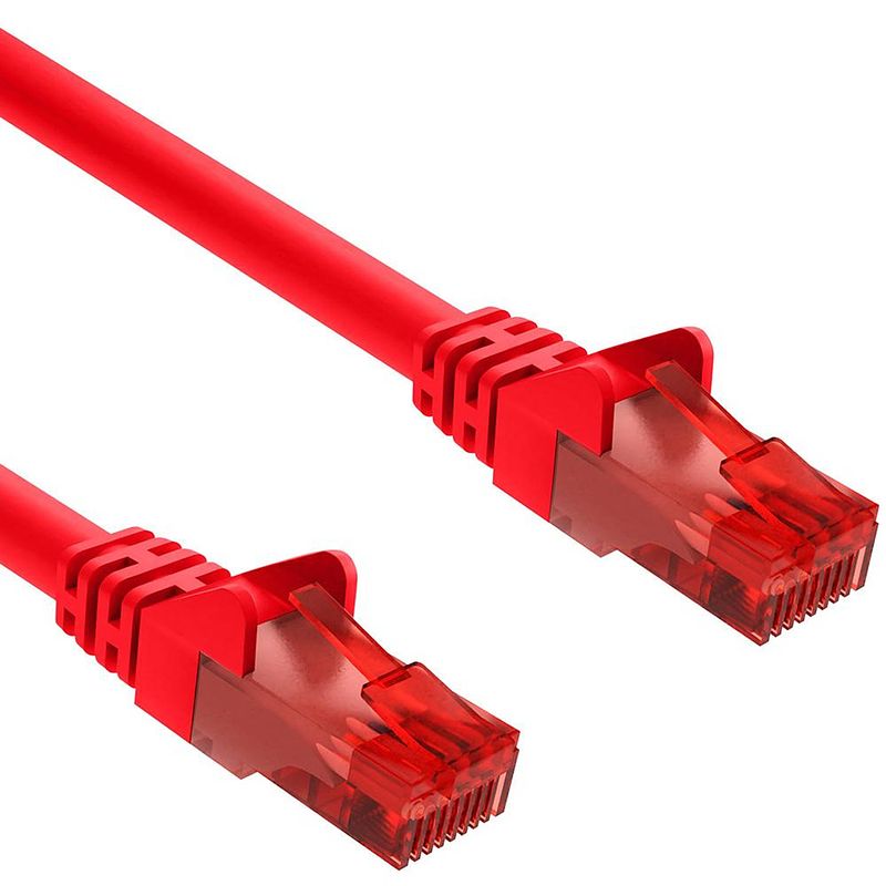 Foto van Cat 6 - u/utp - netwerkkabel - patchkabel - internetkabel - 10 gbps - 2 meter - rood - allteq