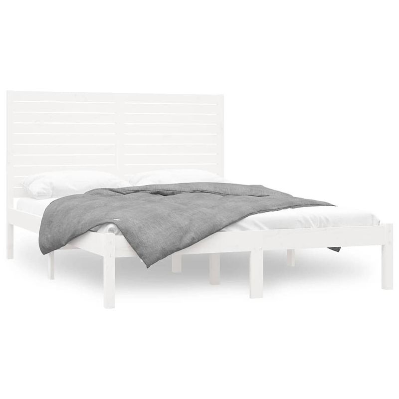 Foto van The living store bedframe - grenenhout - 205.5 x 126 x 100 cm - 120 x 200 cm - wit