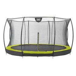 Foto van Exit silhouette verlaagde trampoline met veiligheidsnet rond - 427 cm - lime