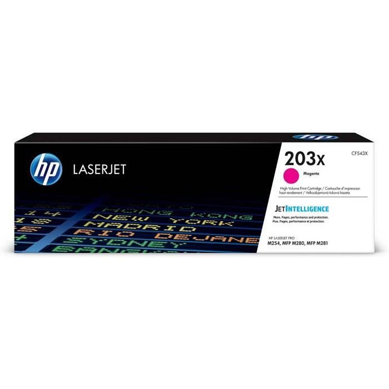 Foto van Hp 203x echte magenta laserjet toner grote capaciteit (cf543x) voor hp color laserjet pro m254 / m280 / m281