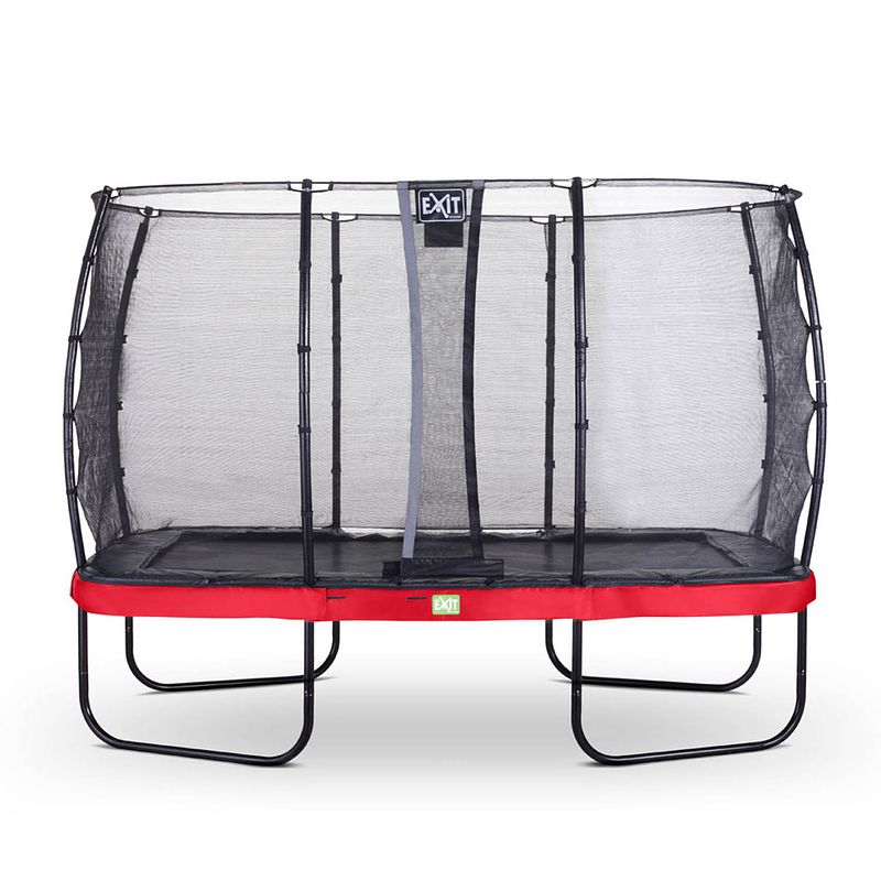 Foto van Exit elegant trampoline met veiligheidsnet economy rechthoekig - 214 x 366 cm - rood