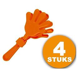 Foto van Oranje feestartikel 4 stuks oranje handjesklapper nederlands elftal ek/wk voetbal oranje versiering versierpakket