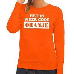 Foto van Oranje code oranje sweater dames - oranje koningsdag / oranje supporter kleding m