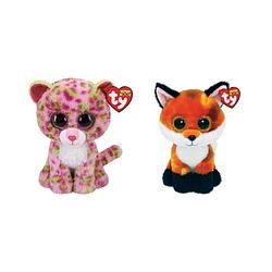 Foto van Ty - knuffel - beanie boo'ss - lainey leopard & fox