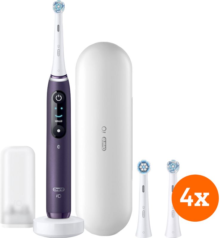 Foto van Oral-b io 8n paars + io ultimate clean opzetborstels (4 stuks)