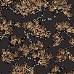 Foto van Dutch wallcoverings behang pine tree zwart en goudkleurig