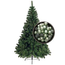 Foto van Bellatio decorations kunst kerstboom 210 cm met kerstballen mintgroen - kunstkerstboom