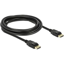 Foto van Delock displayport aansluitkabel displayport stekker, displayport stekker 3.00 m zwart 83807 vergulde steekcontacten displayport-kabel