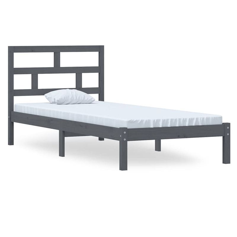 Foto van The living store houten bedframe - modern slaapkamermeubilair - 100x200 cm - kleur- grijs