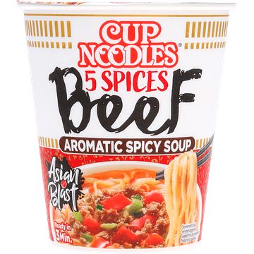 Foto van Nissin cup noodles 5 spices beef aromatic spicy soup 64g bij jumbo