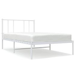 Foto van Vidaxl bedframe met hoofdbord metaal wit 107x203 cm