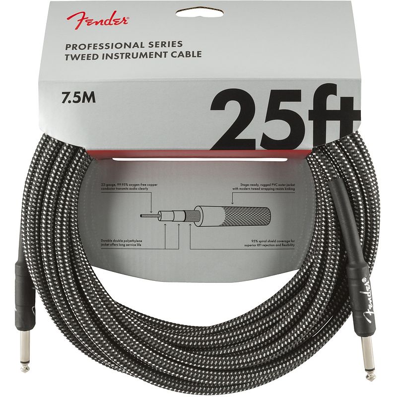 Foto van Fender professional tweed instrumentkabel 7.5 meter grijs