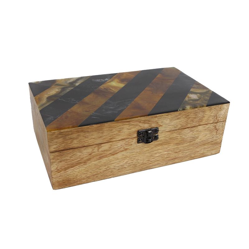 Foto van Gifts amsterdam opbergbox ""imke"" 27x24,5x9 cm hout naturel/zwart