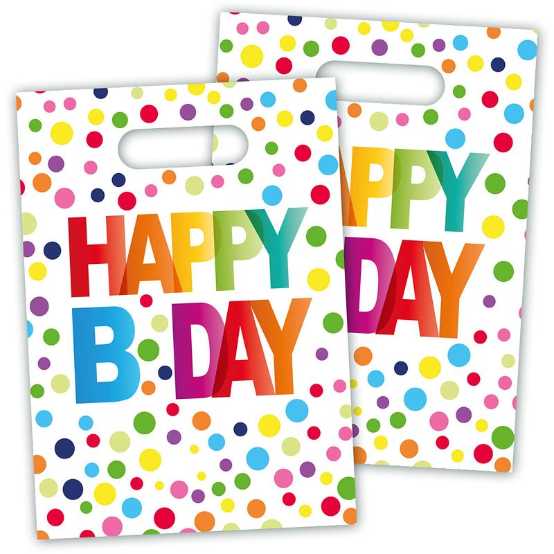 Foto van Folat uitdeelzakjes ""happy b day"" 23 x 16,5 cm 8 stuks