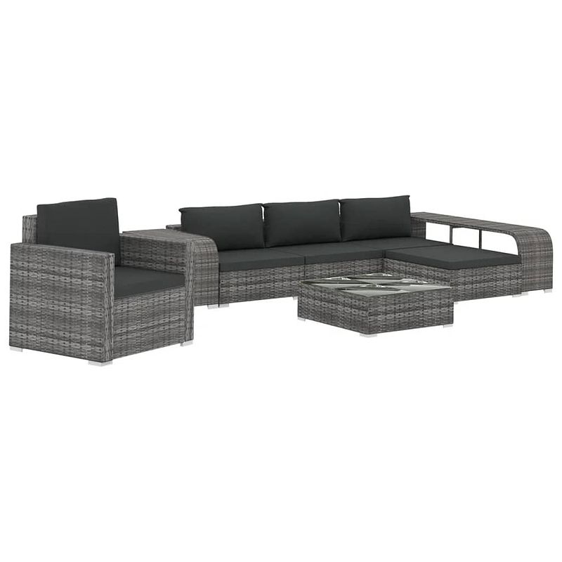 Foto van Vidaxl 8-delige loungeset met kussens poly rattan grijs