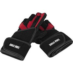 Foto van Gorilla sports luxe fitness handschoenen - leer - met polsbandage - m