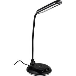 Foto van Tafellamp/bureaulampje usb led zwart met draadloze oplader 48 cm - bureaulampen