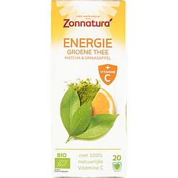 Foto van Zonnatura energie groene thee matcha & sinaasappel 20 stuks 36g bij jumbo